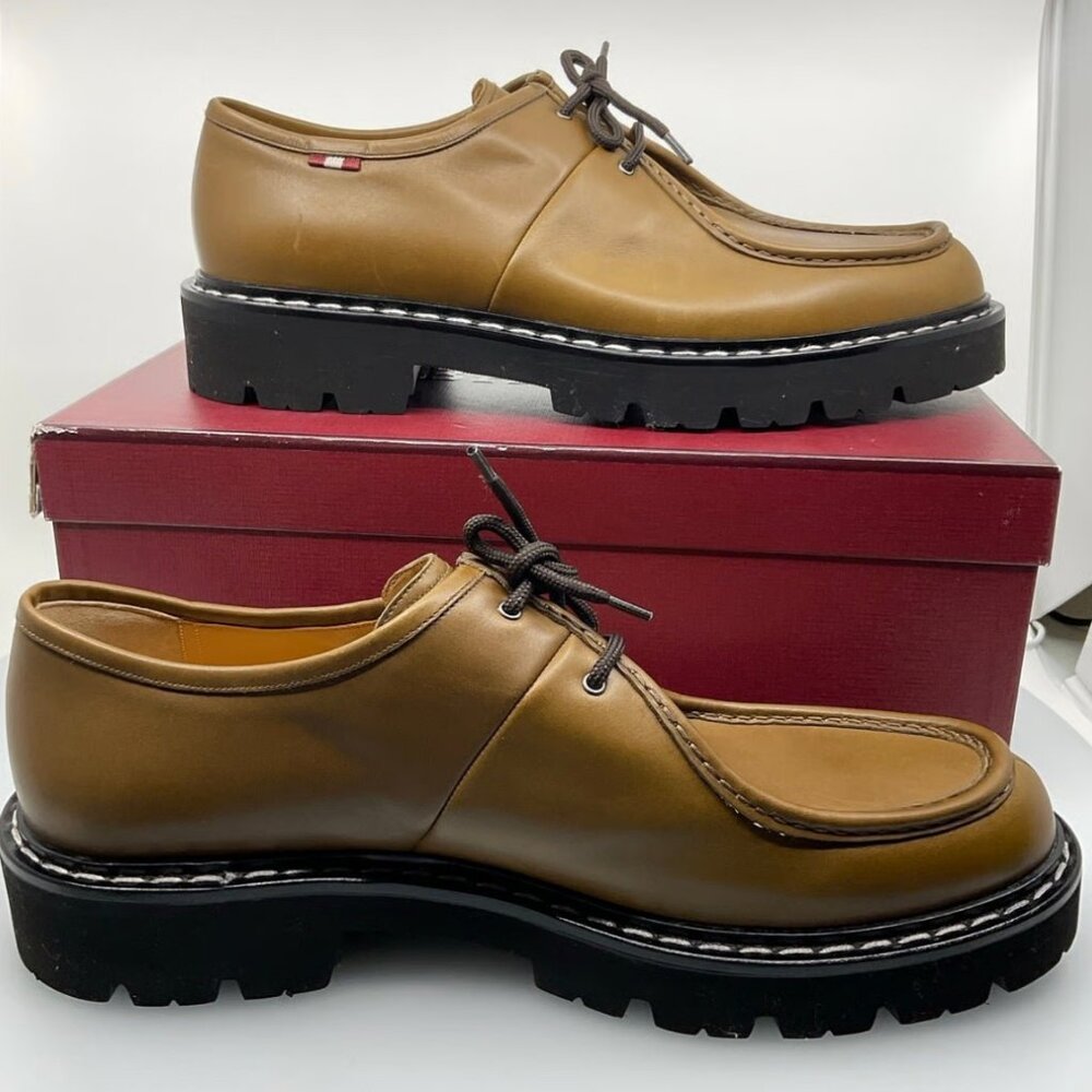 Men's Bally Leather Derby Shoe in Kangaroo Brown. Size 12. Half dozen wears.